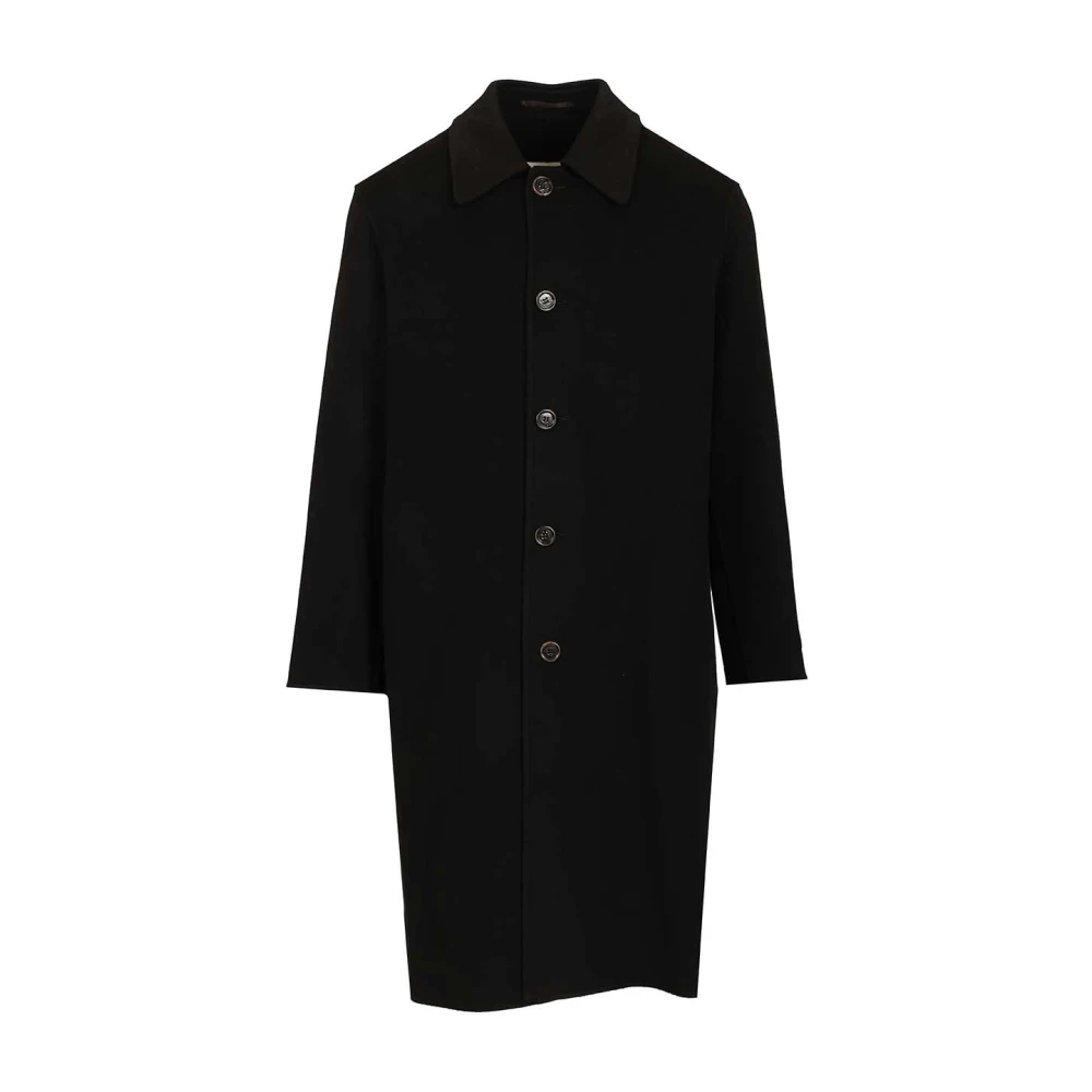 Mm6 Maison Margiela Men's Black Wool Coat - Single-Breasted Coats - M - Coats