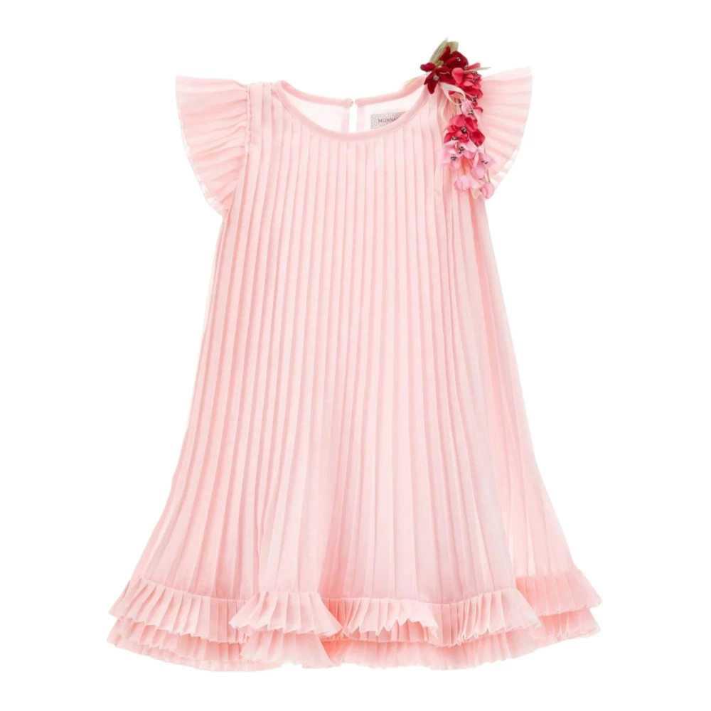 Monnalisa , Kids Occasion Wear, Unisex, Pink, 8 Y | 128 Cm, Floral-Appliqué Dress