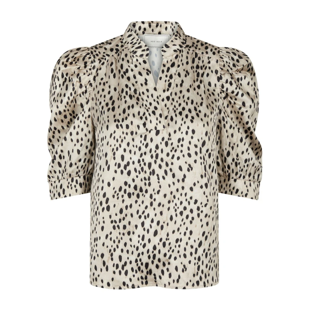 NEO NOIR Ivoor polka dot blouse Roella Beige Dames