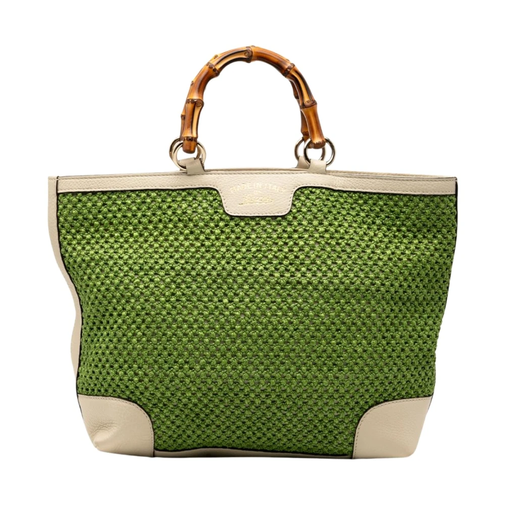 Gucci Vintage Women's Green Vintage Handbags, One Size, Pre-Owned Woven Tote Bag