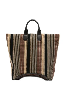 Shopper Bag i tyg med vertikala ränder