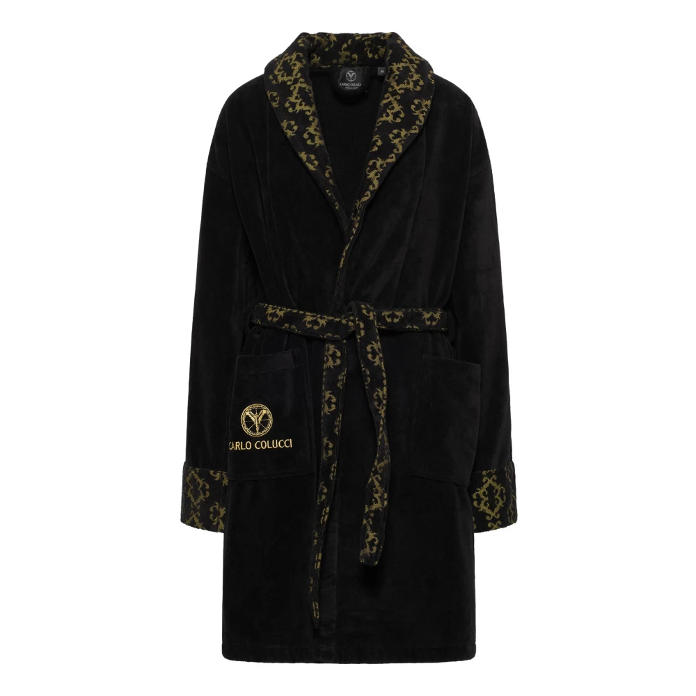 Carlo colucci Gouden Velours Jacquard Badjas Black Dames