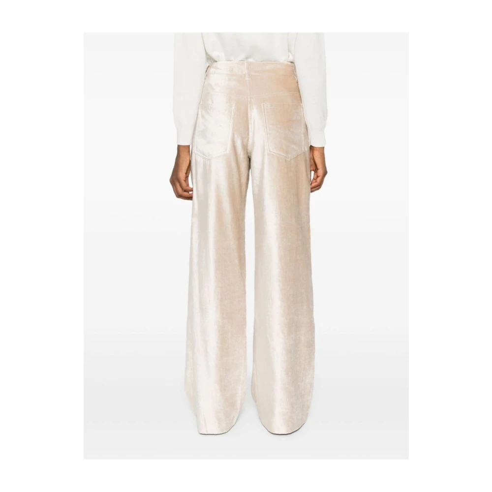BRUNELLO CUCINELLI Fluwelen Wijde Pijp Broek Beige Dames