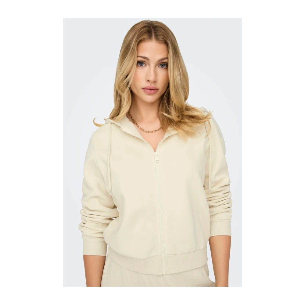 Only Hoodie met rits en lange mouwen voor dames Beige Dames
