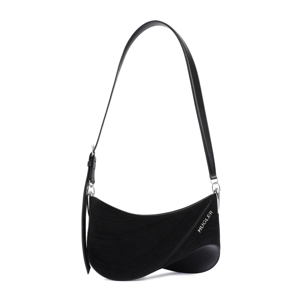 Mugler Zwarte Katoenen Curve Tas Black Dames