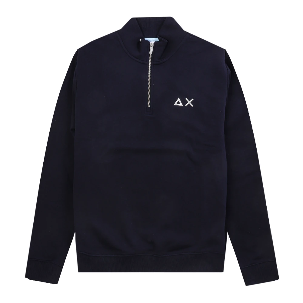 Sun68 Heren Half Zip Navy Blue Sweatshirt Blue Heren
