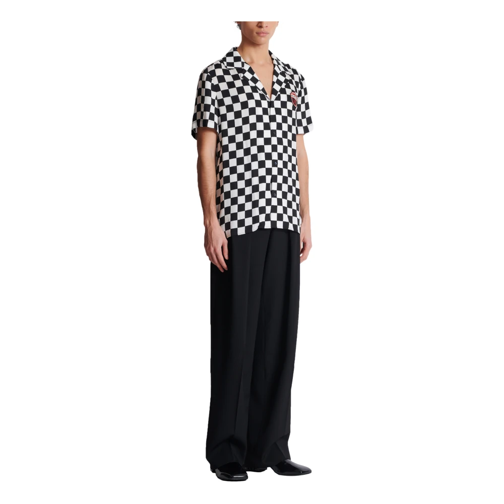Balmain Satin Racing pyjama shirt Black Heren