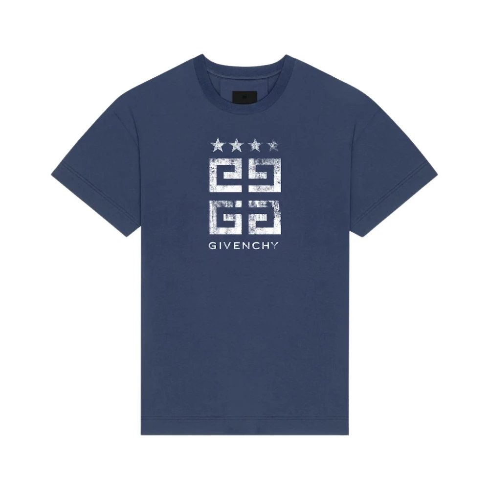 Givenchy 4G Sterren Print T-shirt Blue Heren