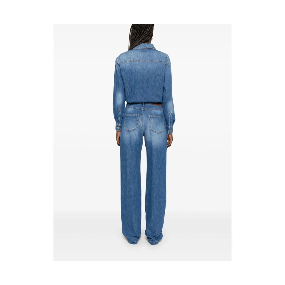 Elisabetta Franchi Indigo Blauwe Jumpsuit met Zakken Blue Dames