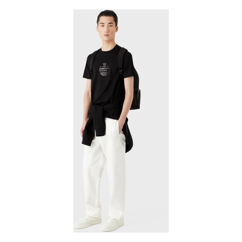 Emporio Armani Zwart T-shirt met Pailletten voor Heren Black Heren