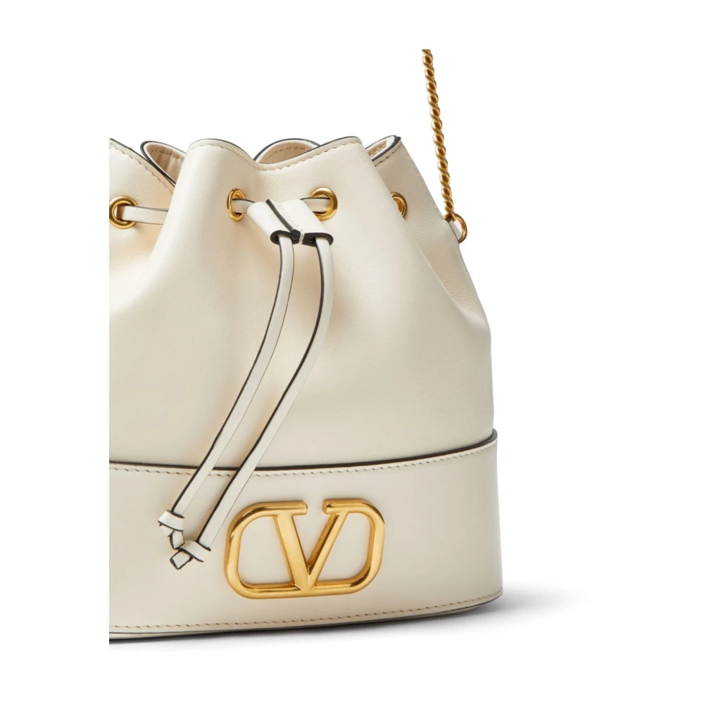 Valentino Garavani Ivoor Wit Nappa Leren VLogo Tas Beige Dames