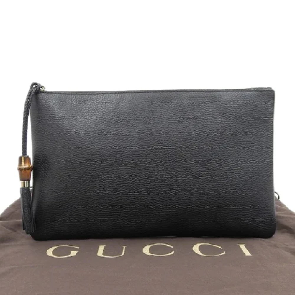 Gucci Vintage Pre-owned Leather clutches Black Dames