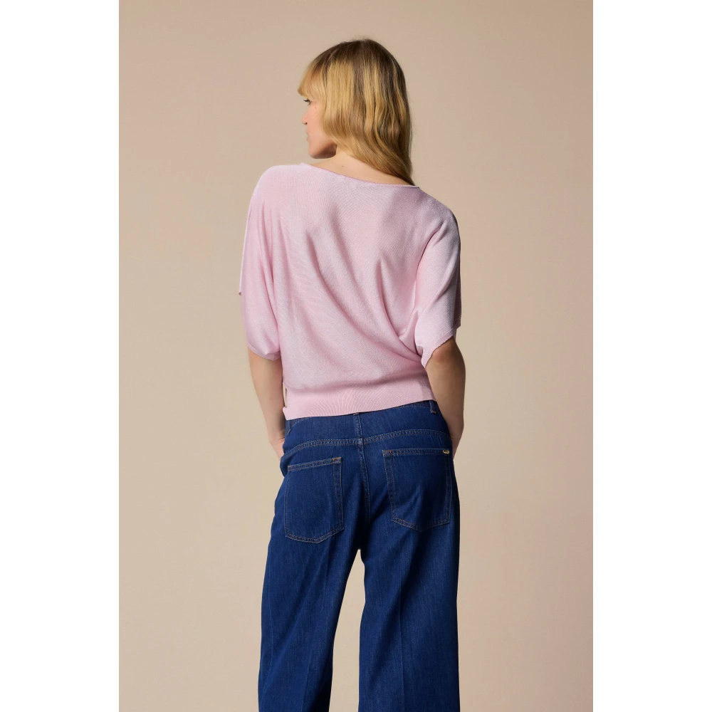 Kocca Stijlvolle Ronde Hals Gebreide Trui Pink Dames