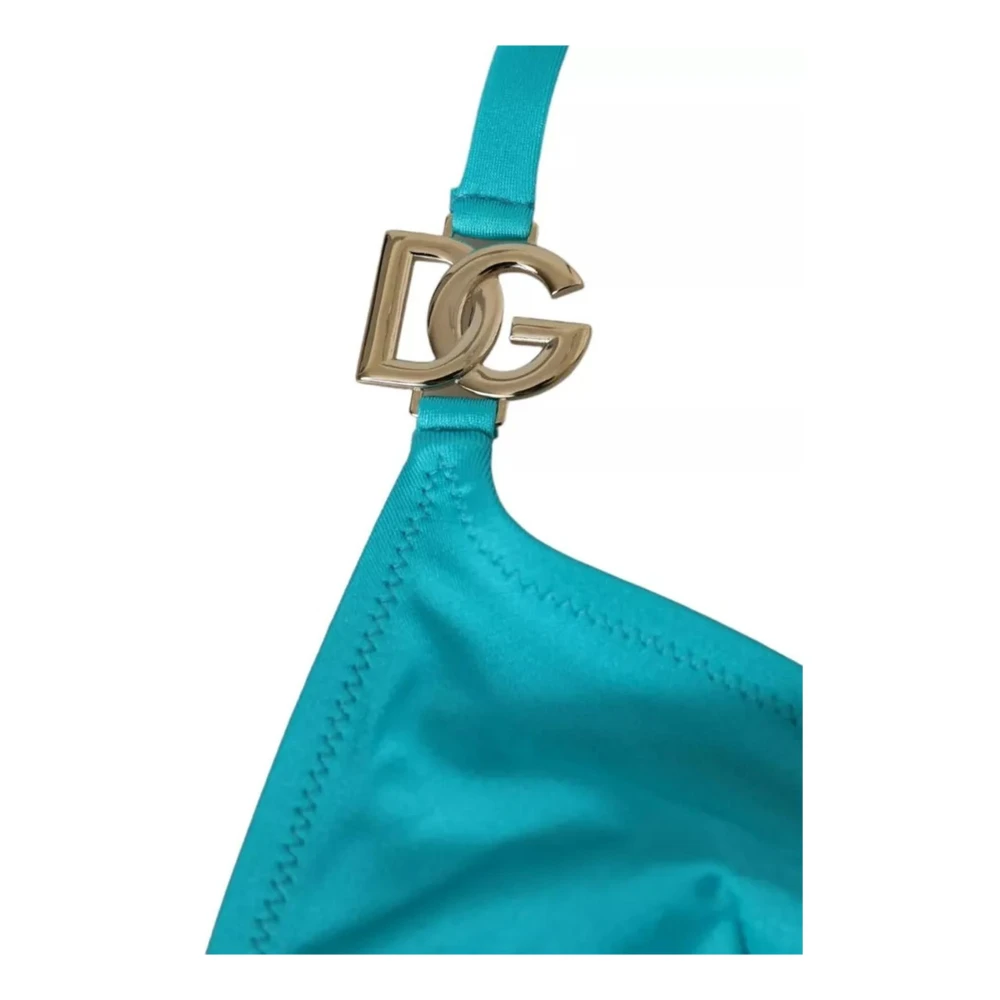 Dolce & Gabbana Blauw Groene Bikini Top met Logo Blue Dames