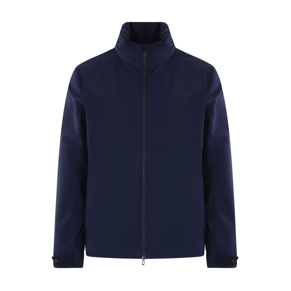 Sease Blauwe Technische Wollen Jas met Suede Details Blue Heren