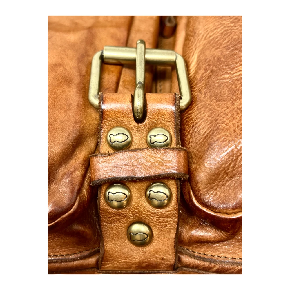 Campomaggi Leren Messenger Tas Cognac Kleur Brown Heren