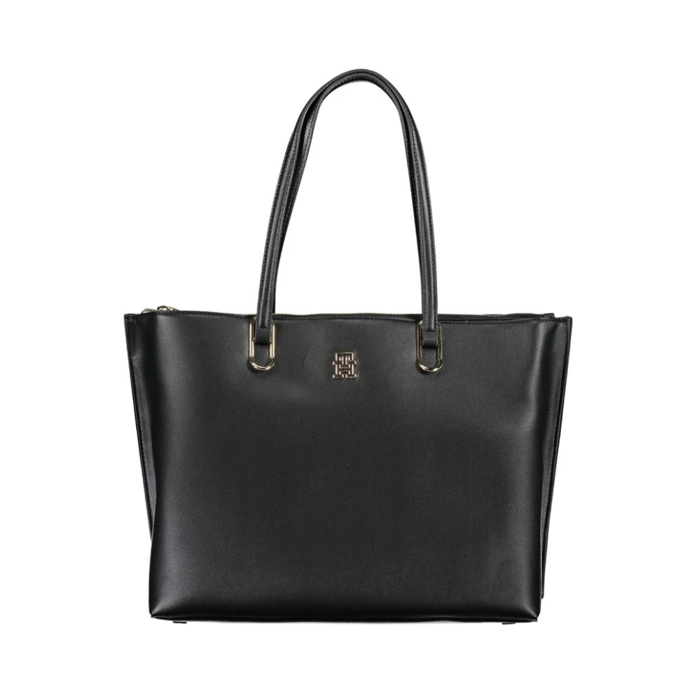 Tommy Hilfiger Zwarte Polyethyleen Schoudertas met Laptoptas Black Dames
