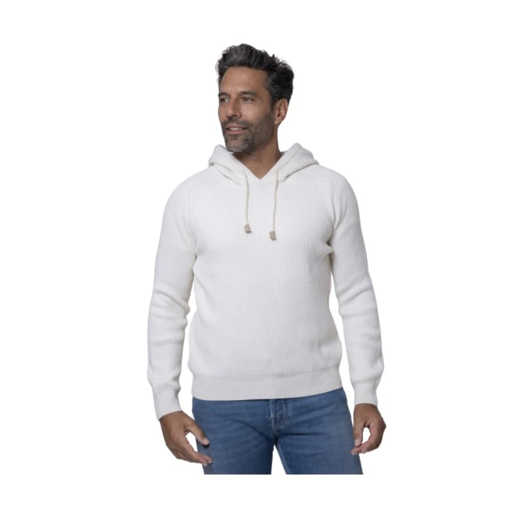 Gran Sasso Kasjmier Hoodie met Ribboord White Heren