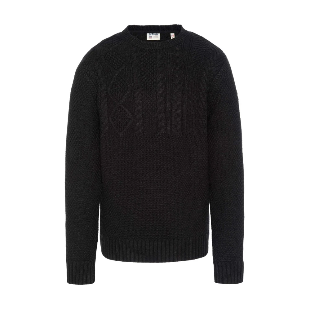 Schott NYC Round-neck Knitwear Black Heren