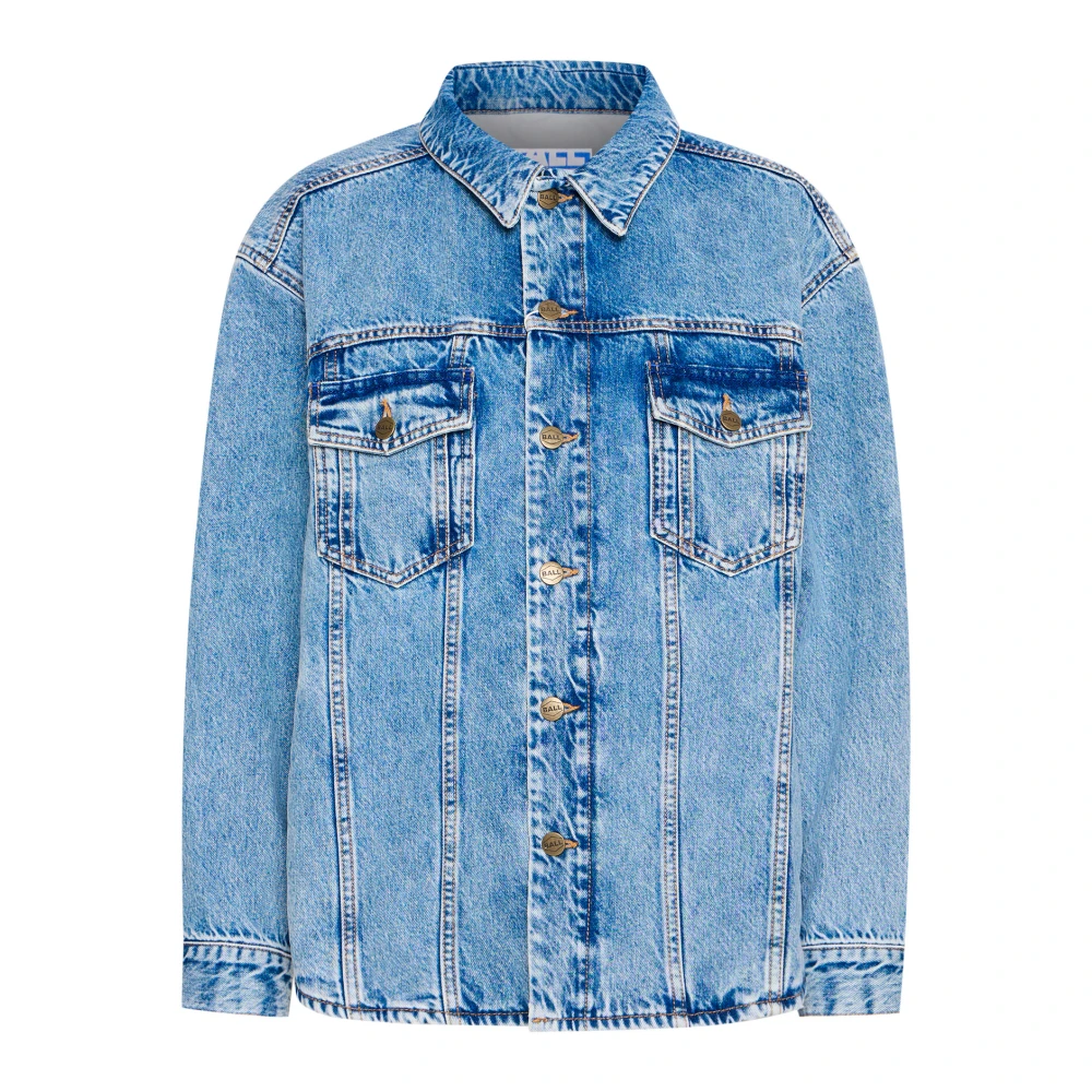 Ball Oversized Denim Jacket met Cool Print Blue Dames