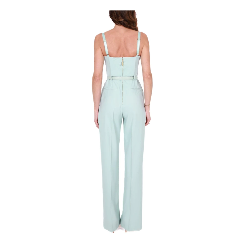 Elisabetta Franchi Elegante Groene Bustier Jumpsuit Green Dames