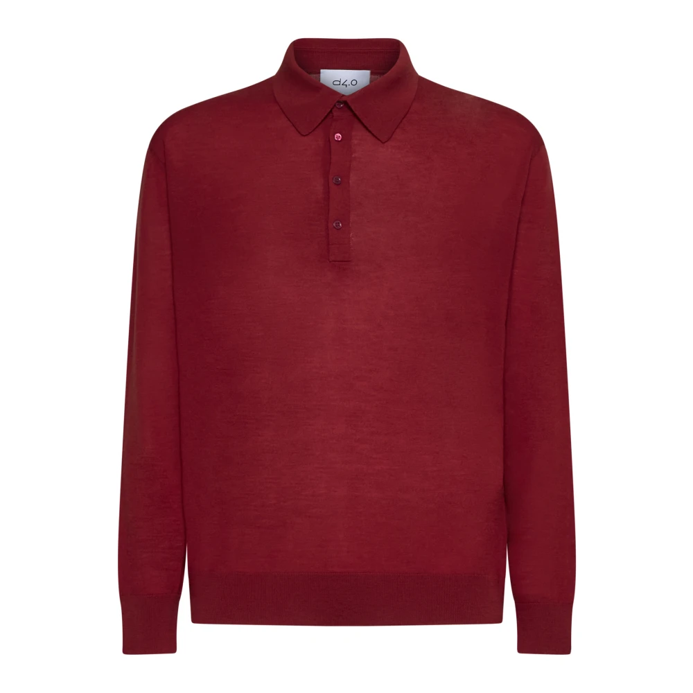 D4.0 Men's Red Round-Neck Knitwear, L, Round-Neck Knitwear