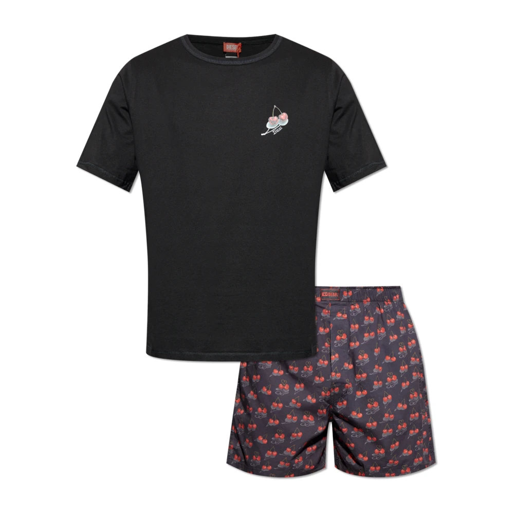 Diesel Mannelijk Zwart Nachtkleding Heren, L, Tweed, Kit-James Tweedelige Pyjama Set