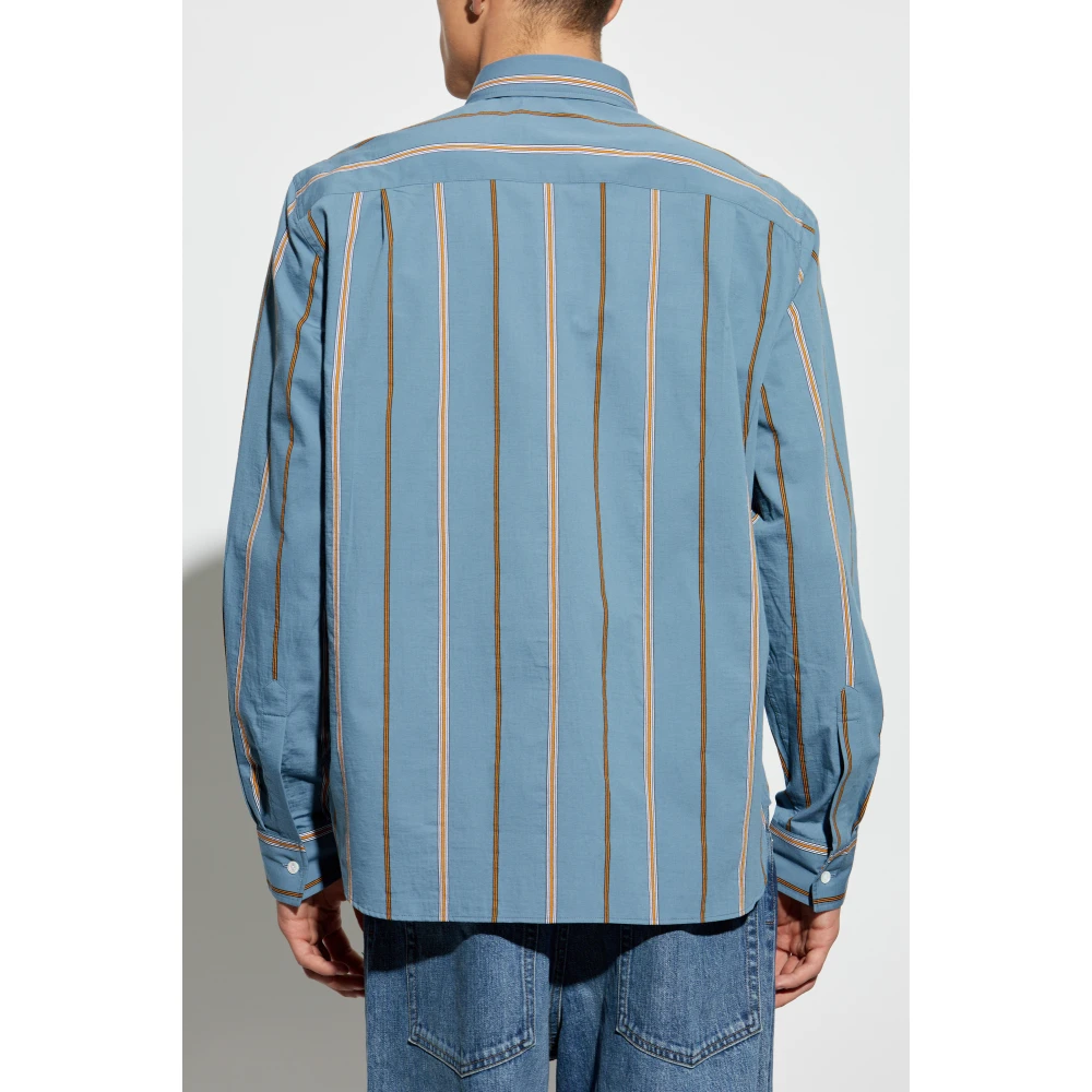 Maison Kitsuné Shirt met logo Blue Heren