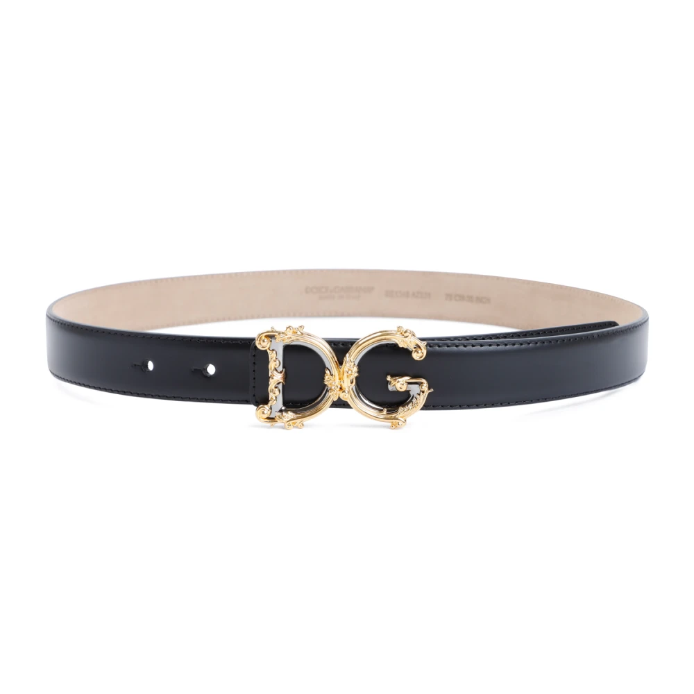 Dolce & Gabbana Zwart Leren Barok Gesp Riem Black Dames