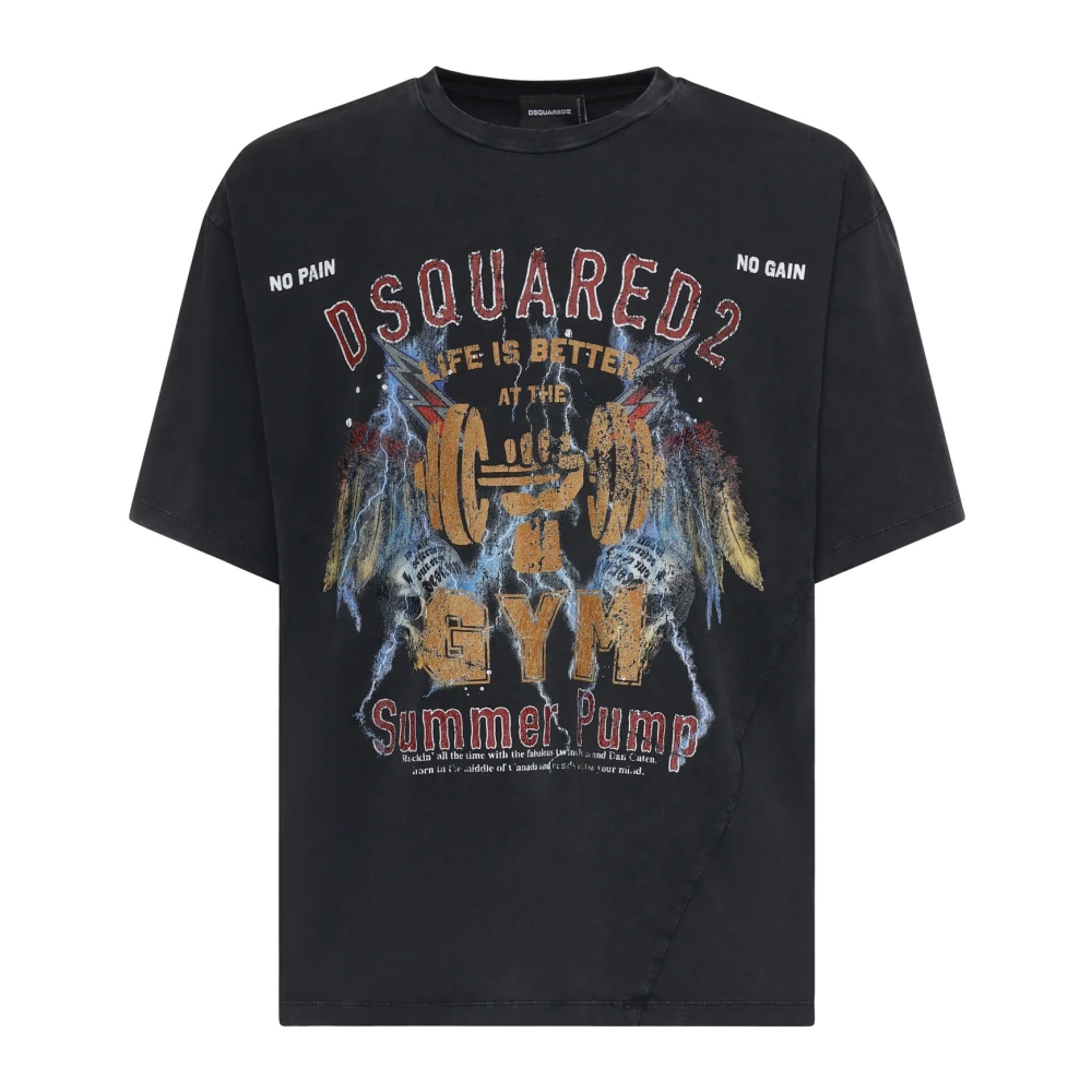 Dsquared2 Gray T-Shirts, Male, M, Rock Wash Iron T-Shirt