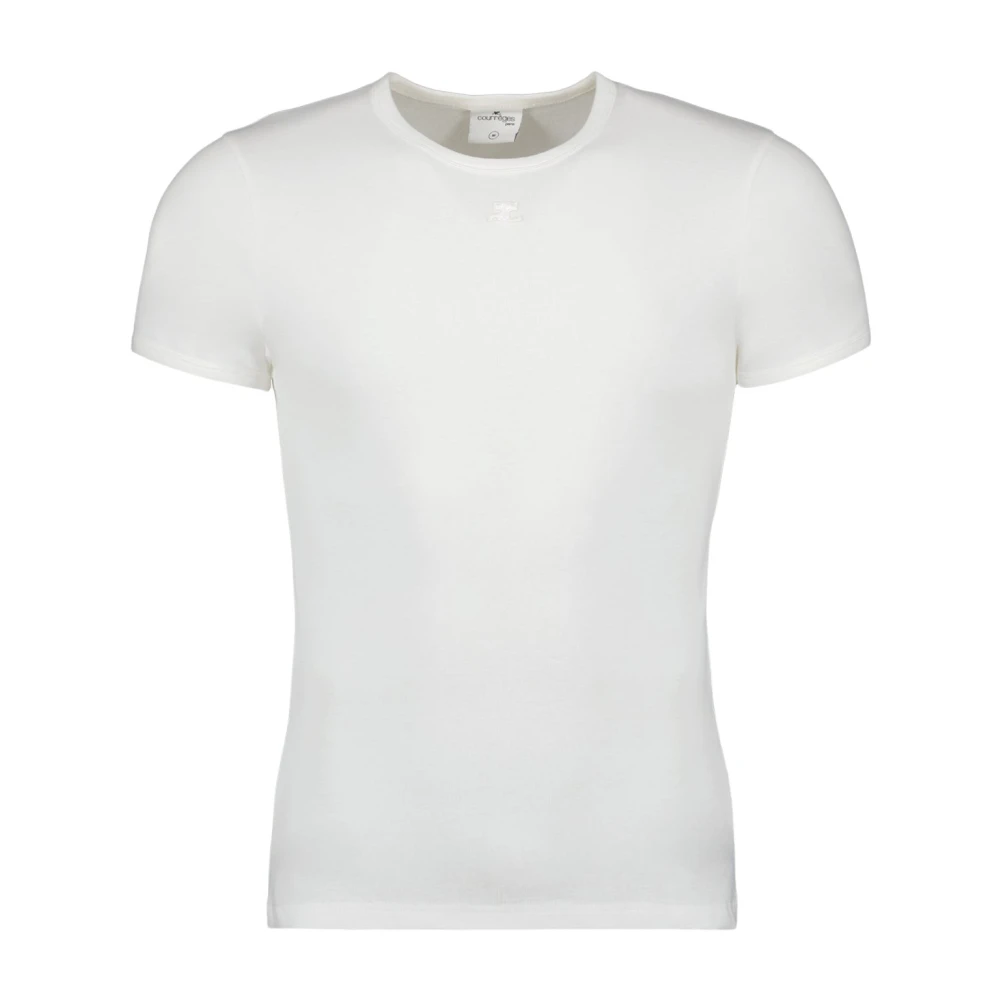 Courrèges Contrast T-shirt Korte Mouwen Geborduurd Logo White Heren