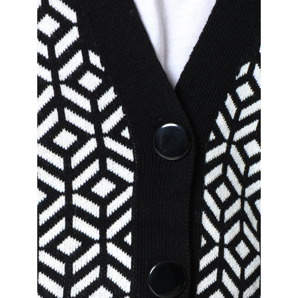 Cesare Gaspari Geometrische Gebreide Vest Black Dames