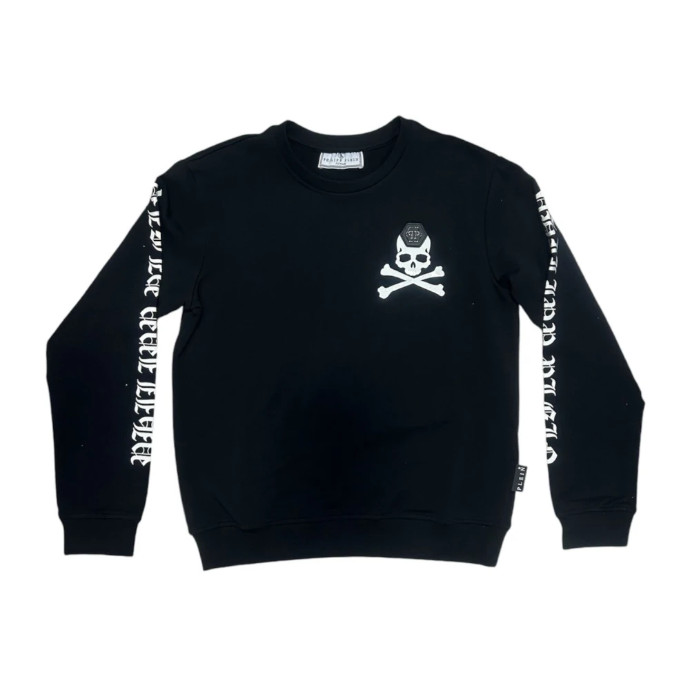 Philipp Plein Zwarte Katoenen Sweatshirt met Gedrukte Schedel Black Unisex