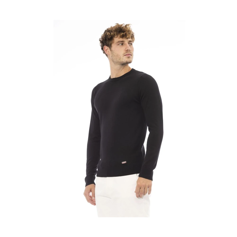 Baldinini Zwarte Modal Crew Neck Sweater Black Heren