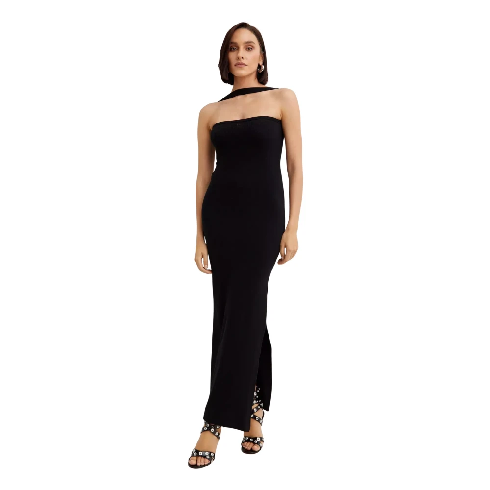Courrèges Women's Black Gowns, S, Maxi Hyperbole 90'S Ribbed Dress