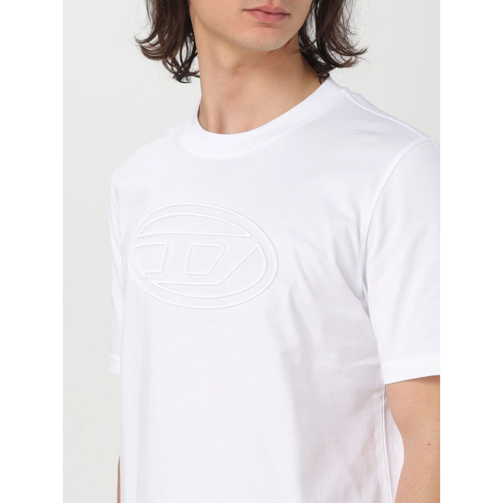 Diesel Casual T-shirt met Big Oval Design White Heren