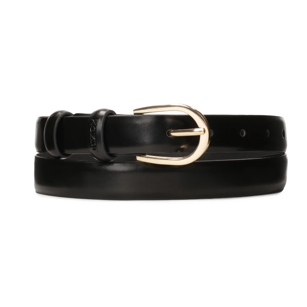 Kazar Smalle zwarte riem met afgeronde gesp Black Dames
