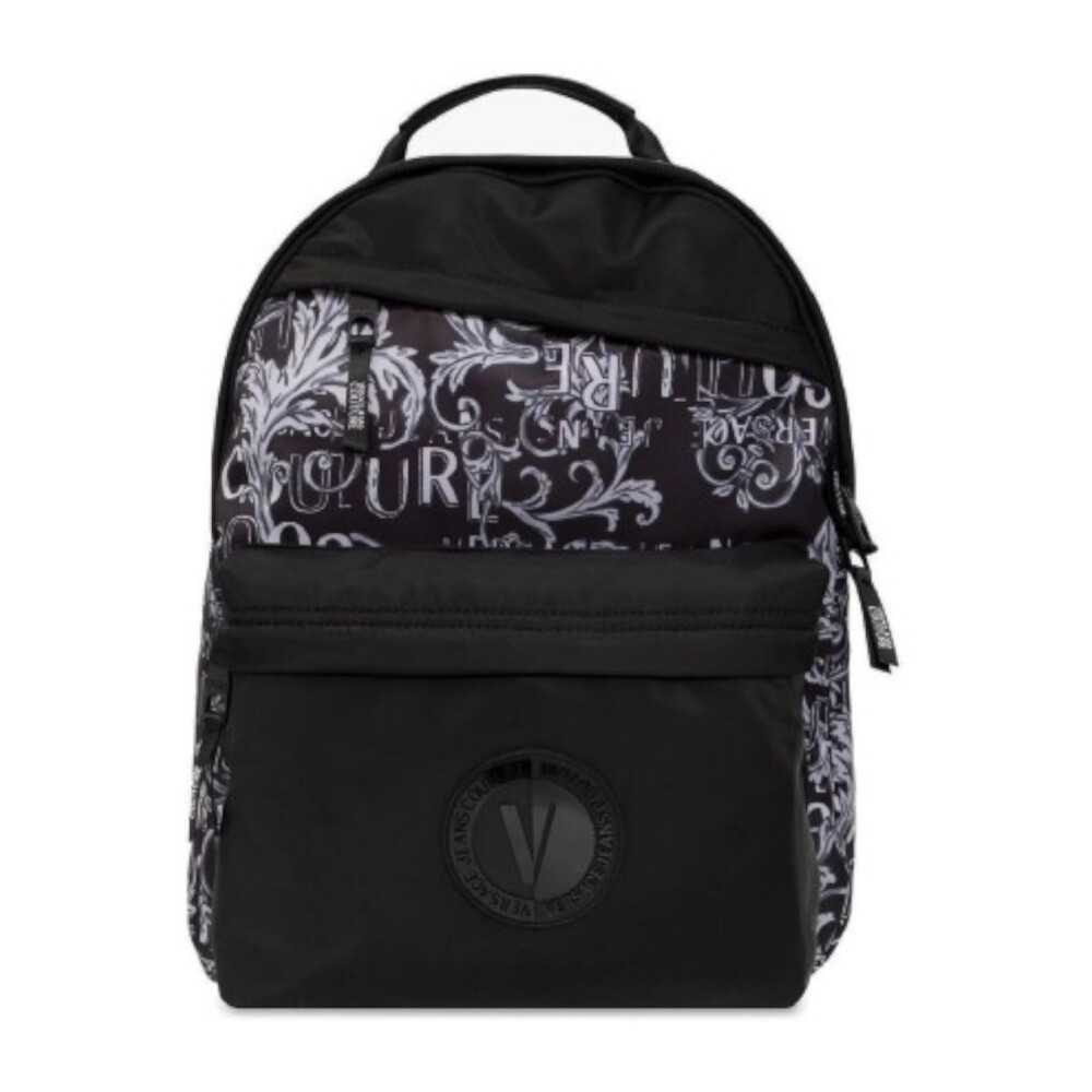 Mochila Negra con Estampado Logo Couture para Hombre Versace Jeans