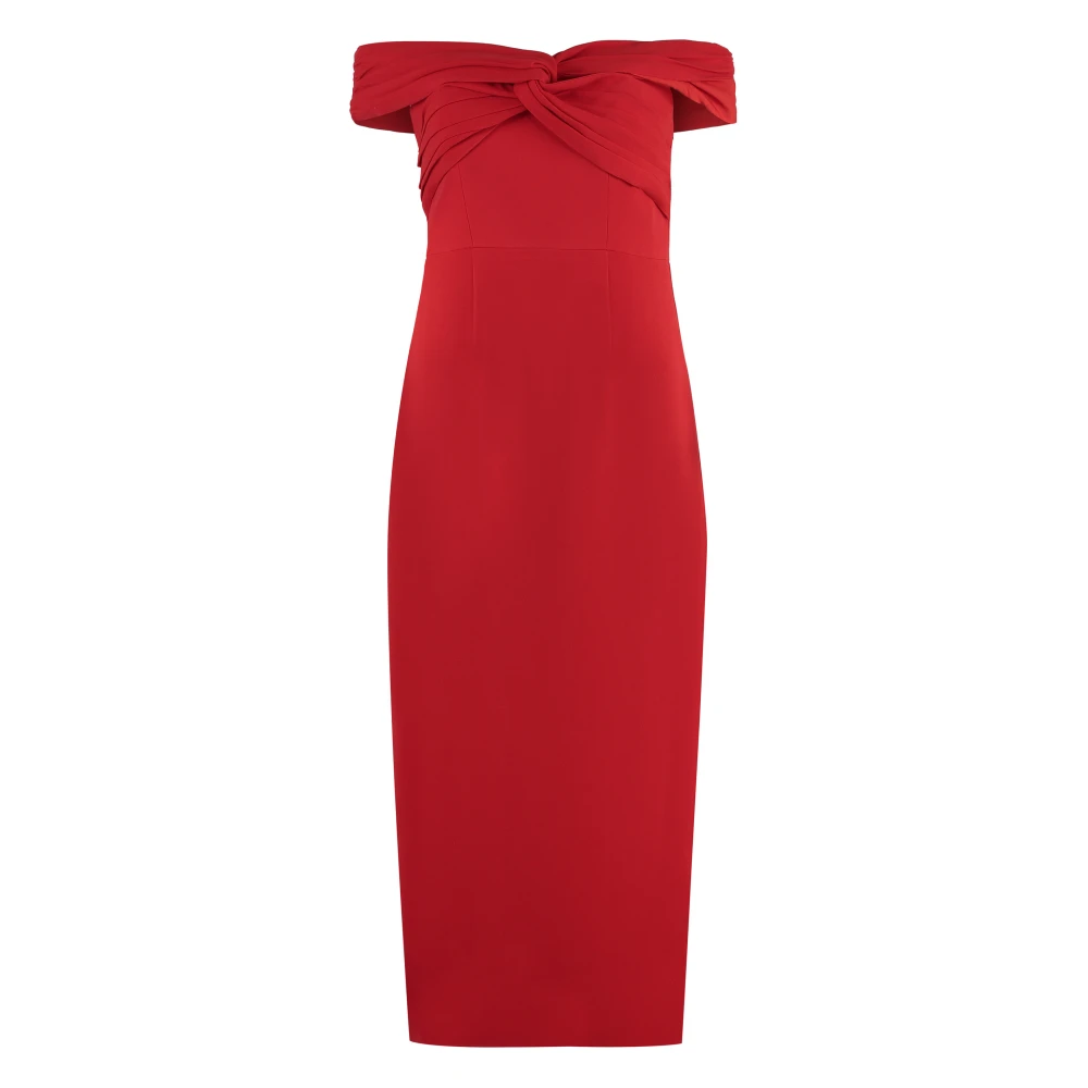 Self Portrait Off-shoulder Pencil Jurk met Split Red Dames