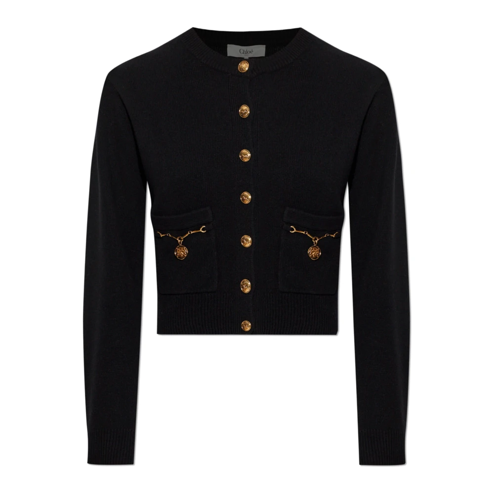 Chloé Women's Black Cardigans, L, Horse Medal Cardigan