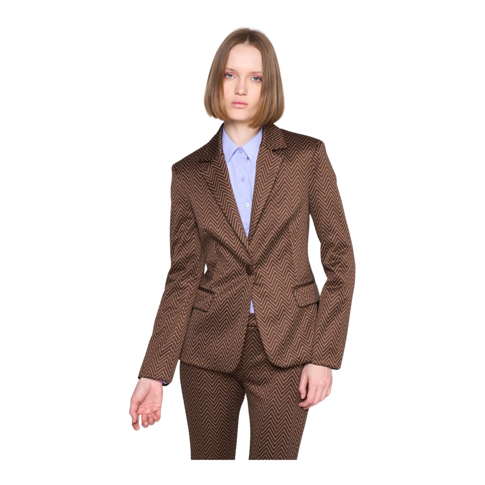 Silvian Heach Gestreepte single-breasted blazer met klassieke revers Brown Dames