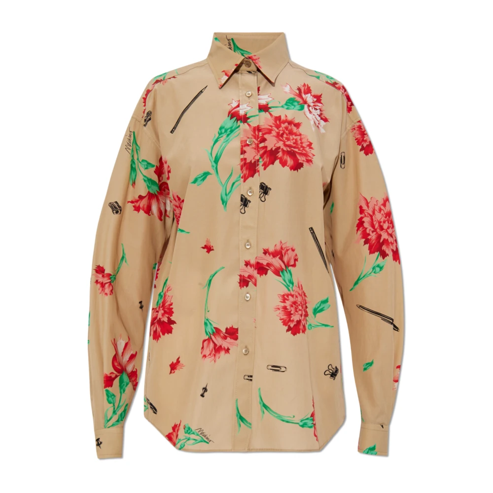 Moschino Shirt met bloemenmotief Beige Dames