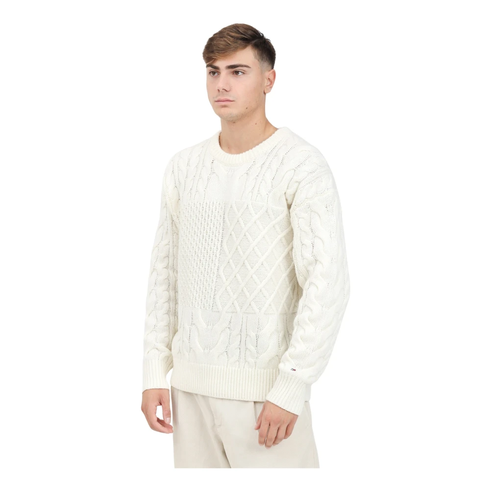 Tommy Hilfiger Witte Crewneck Sweater Color Block White Heren
