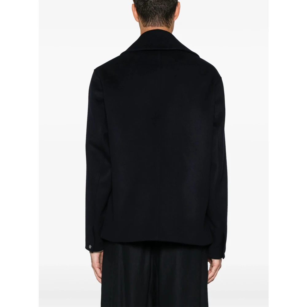Emporio Armani Wollen jas met rits vooraan Blue Heren
