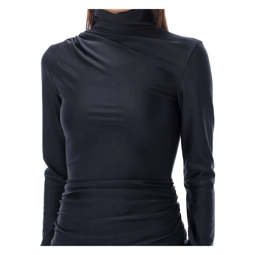 Andamane Zwarte Gedrapeerde Coltrui Jurk Black Dames
