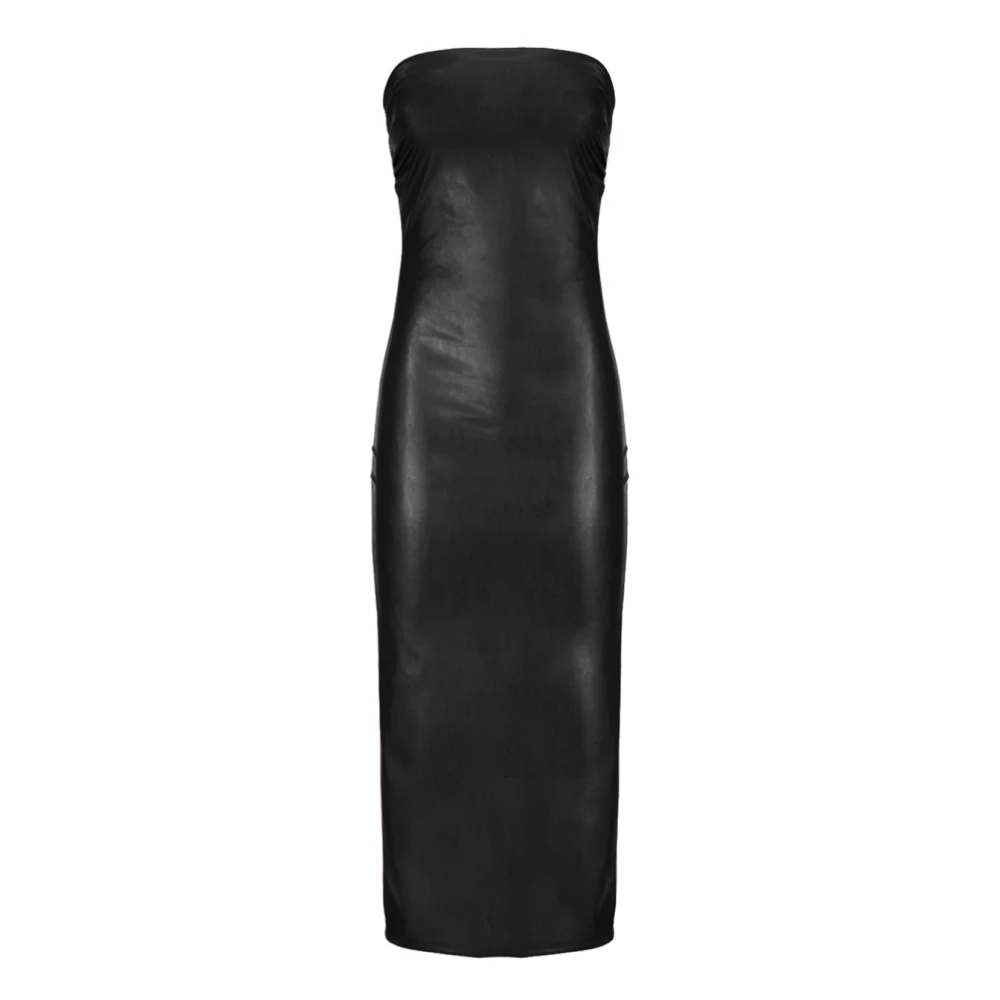 Aniye By Lange jurk van imitatieleer Black Dames