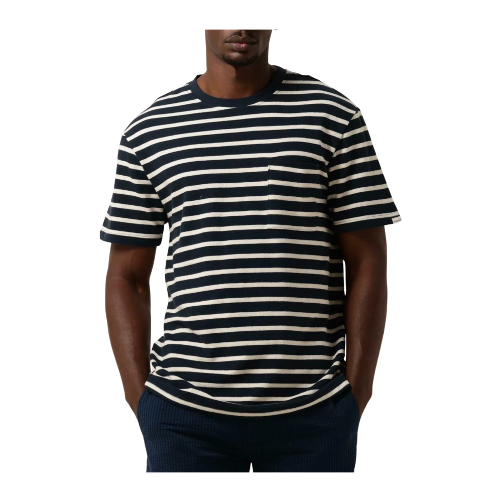 Anerkjendt Biologisch Gestreept T-shirt voor Mannen Blue Heren