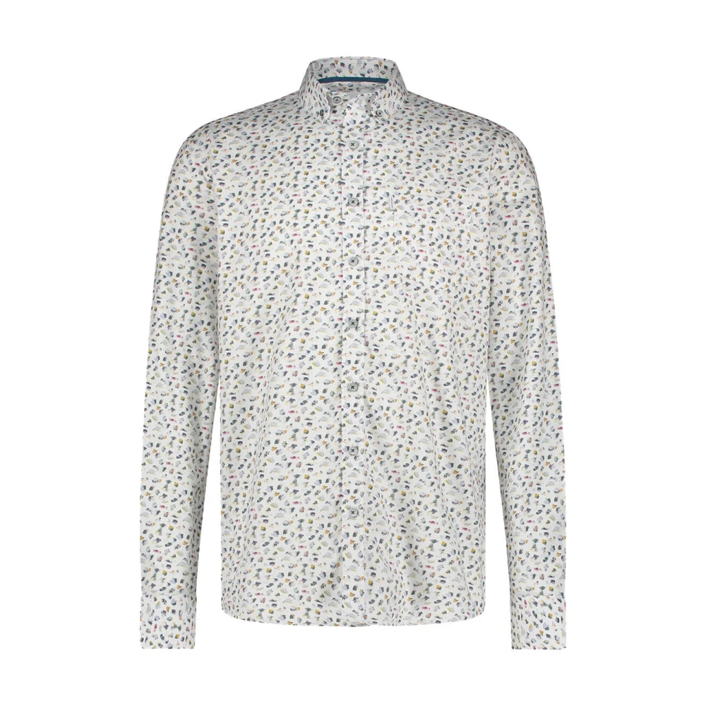 State of Art Print Twill Overhemd Lange Mouw White Heren