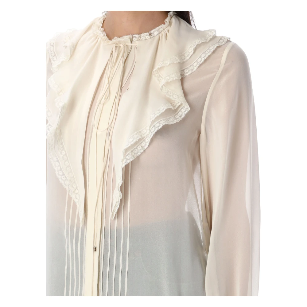 Chloé Zijden Gerimpelde Blouse Oud Wit White Dames