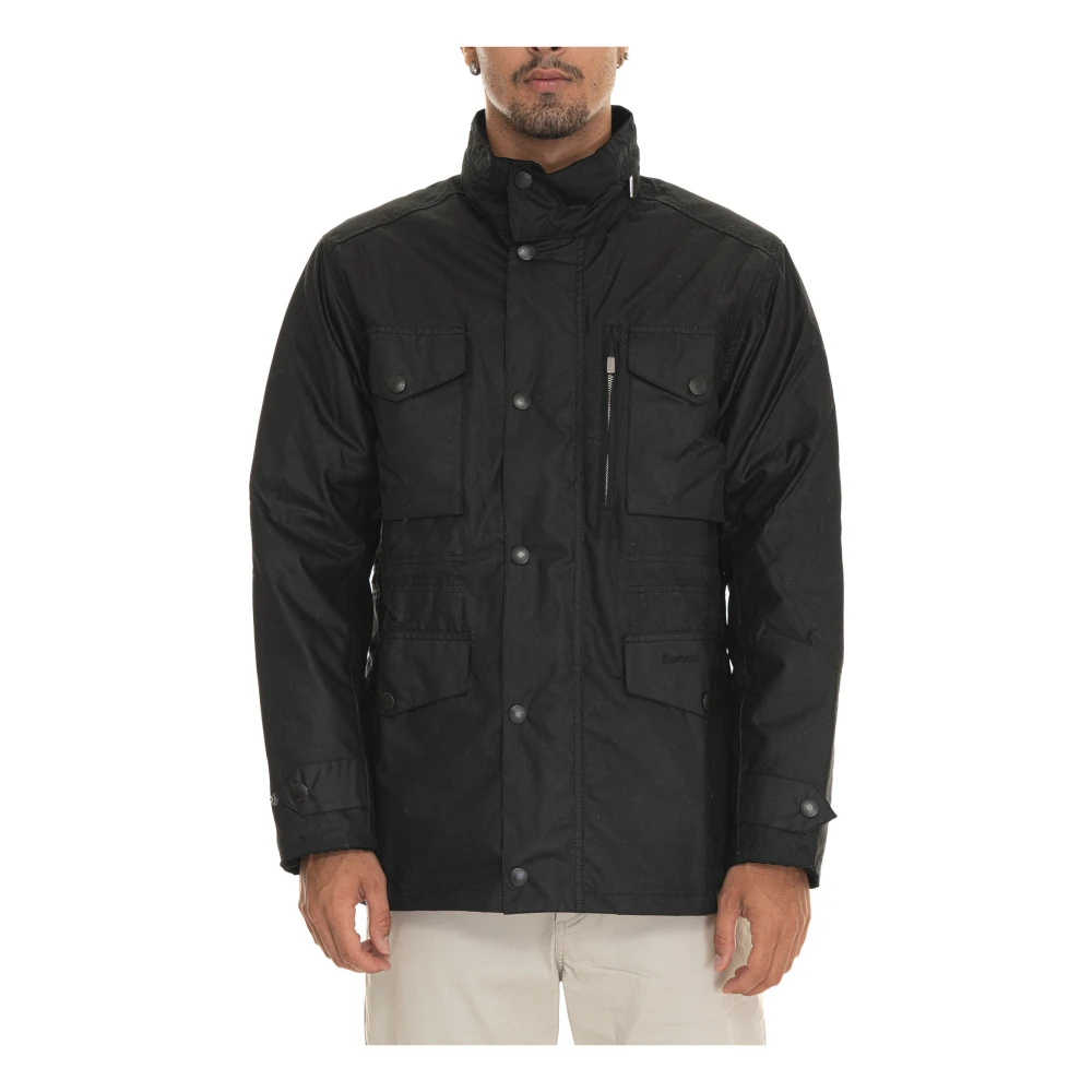 Barbour Gewaxte Sapper Jas met Elleboogstukken Black Heren